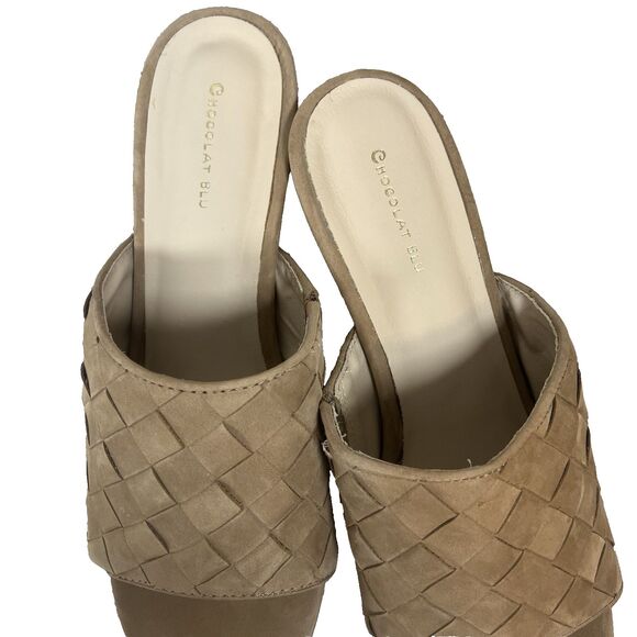Women's Chocolat Blu Brynne Tan Nubuck Heeled Sandal size 41 preowned excellent - Picture 7 of 9